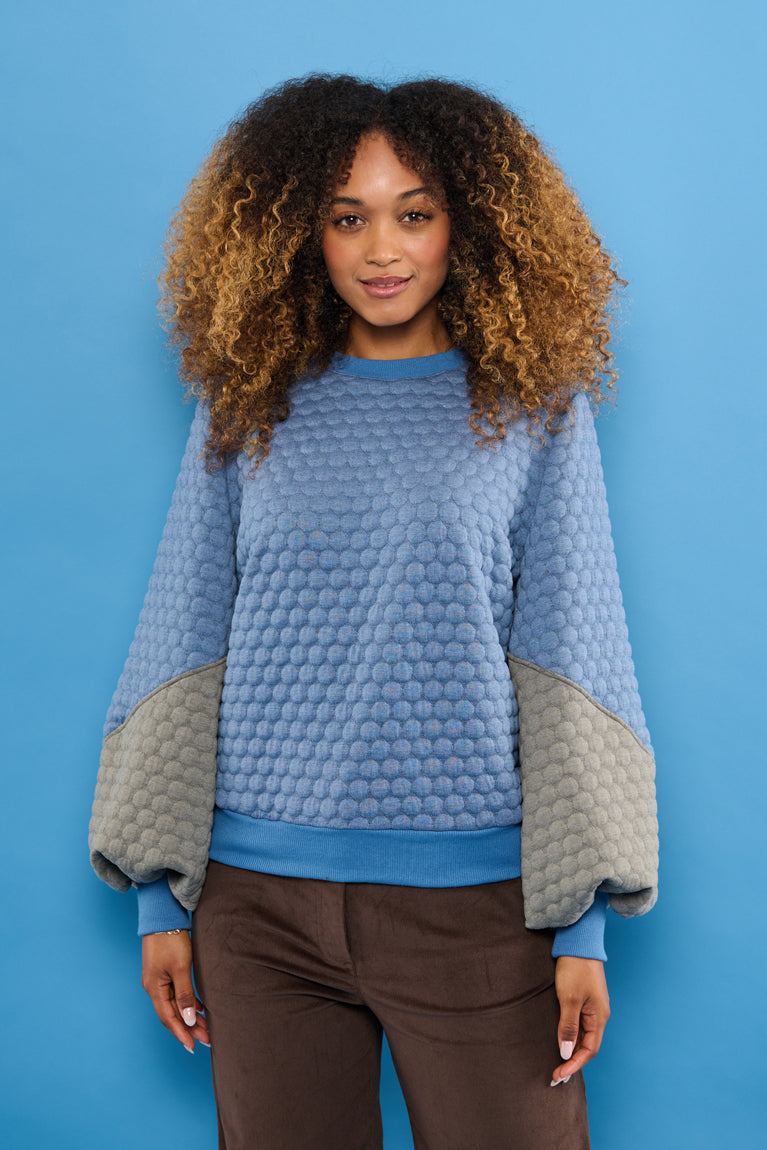 Froks Isabel Sweatshirt / Misty blue & Granite bobble