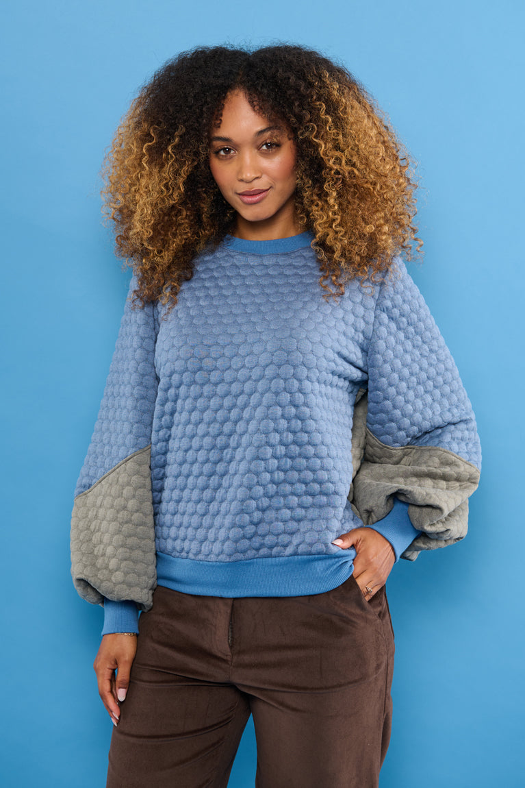 Froks Isabel Sweatshirt / Misty blue & Granite bobble