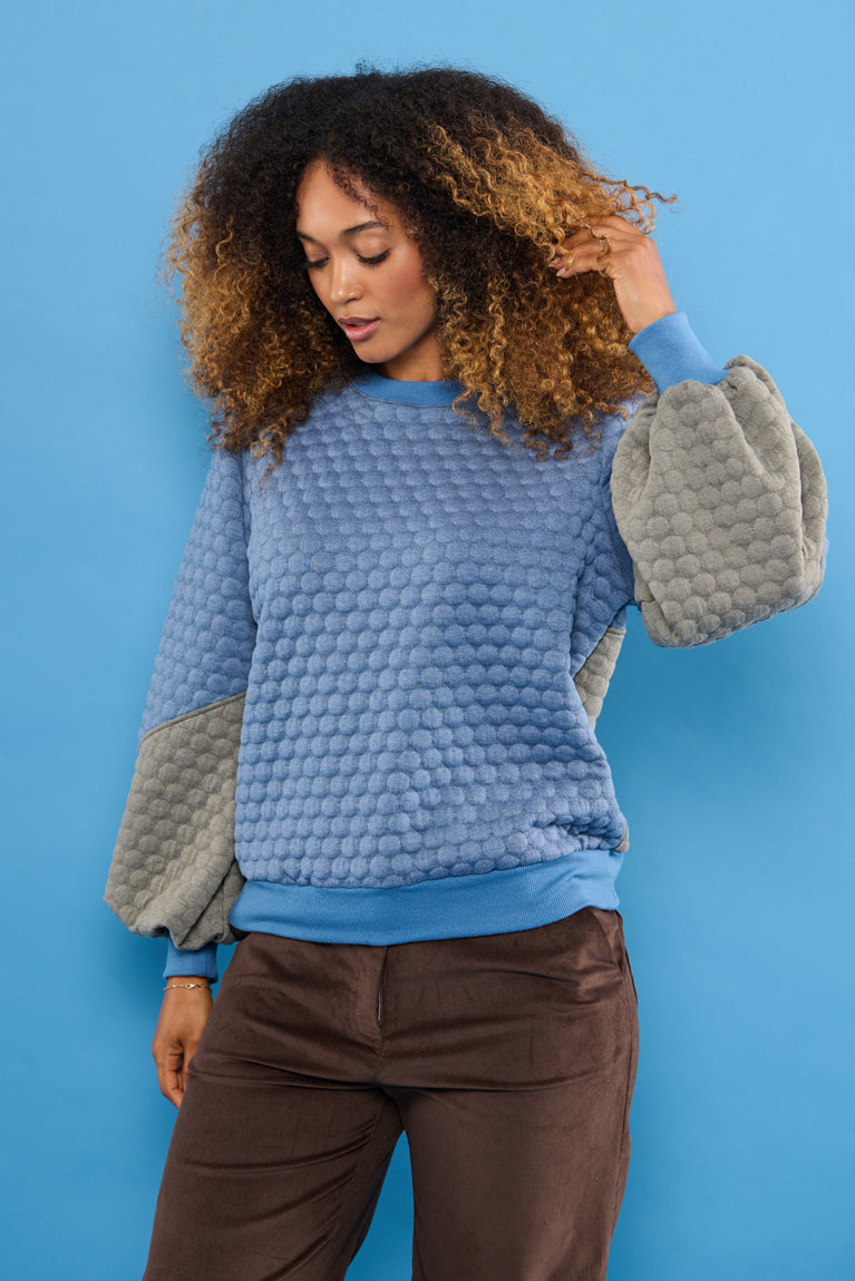 Froks Isabel Sweatshirt / Misty blue & Granite bobble