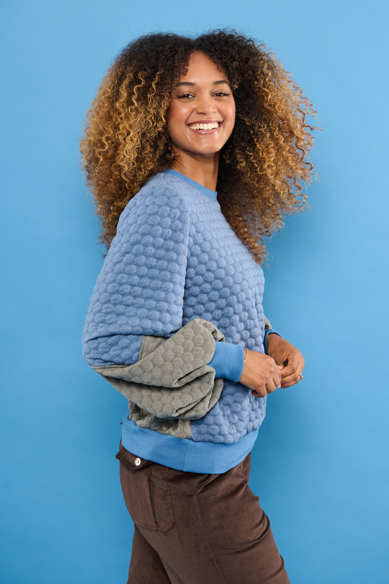 Froks Isabel Sweatshirt / Misty blue & Granite bobble