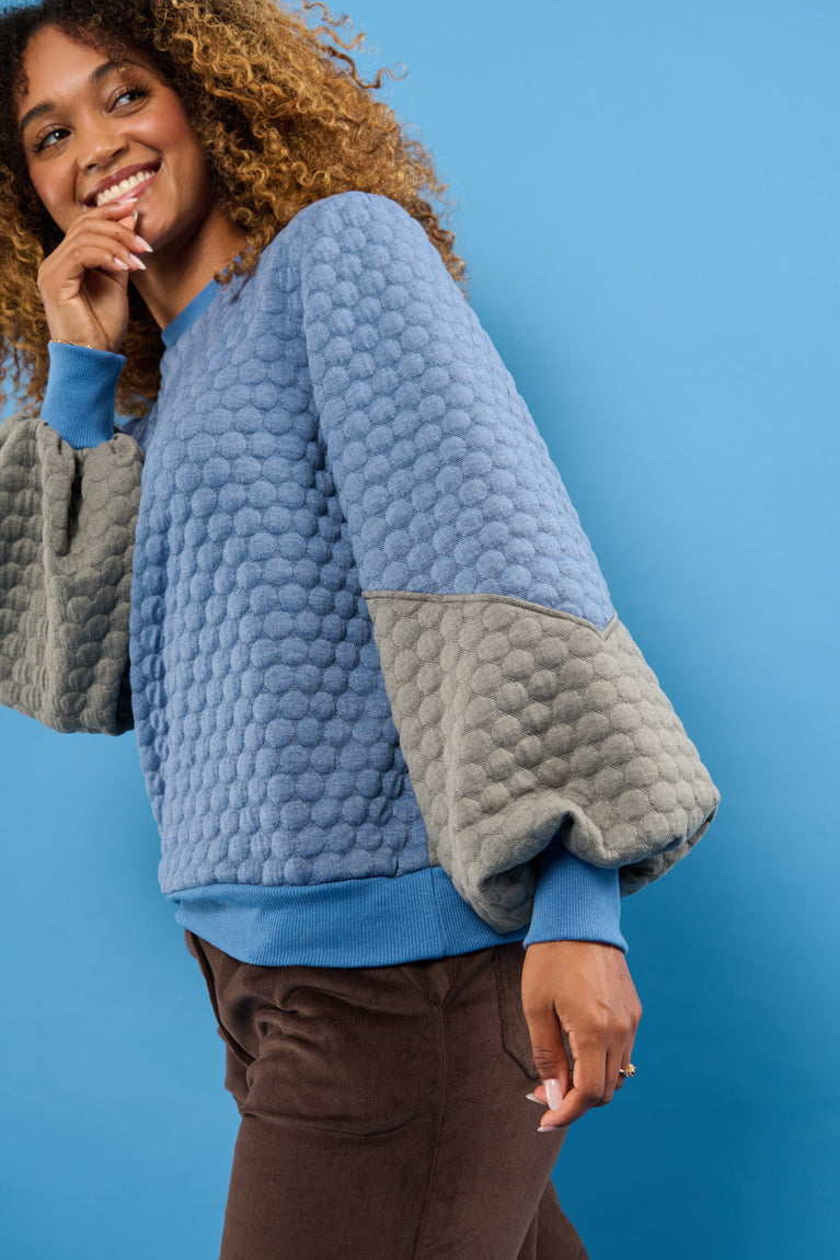 Froks Isabel Sweatshirt / Misty blue & Granite bobble